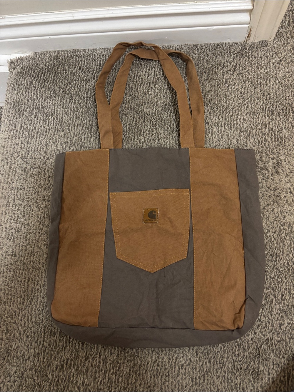 Carhartt Reworked Patchwork Canvas Tote Brown Large